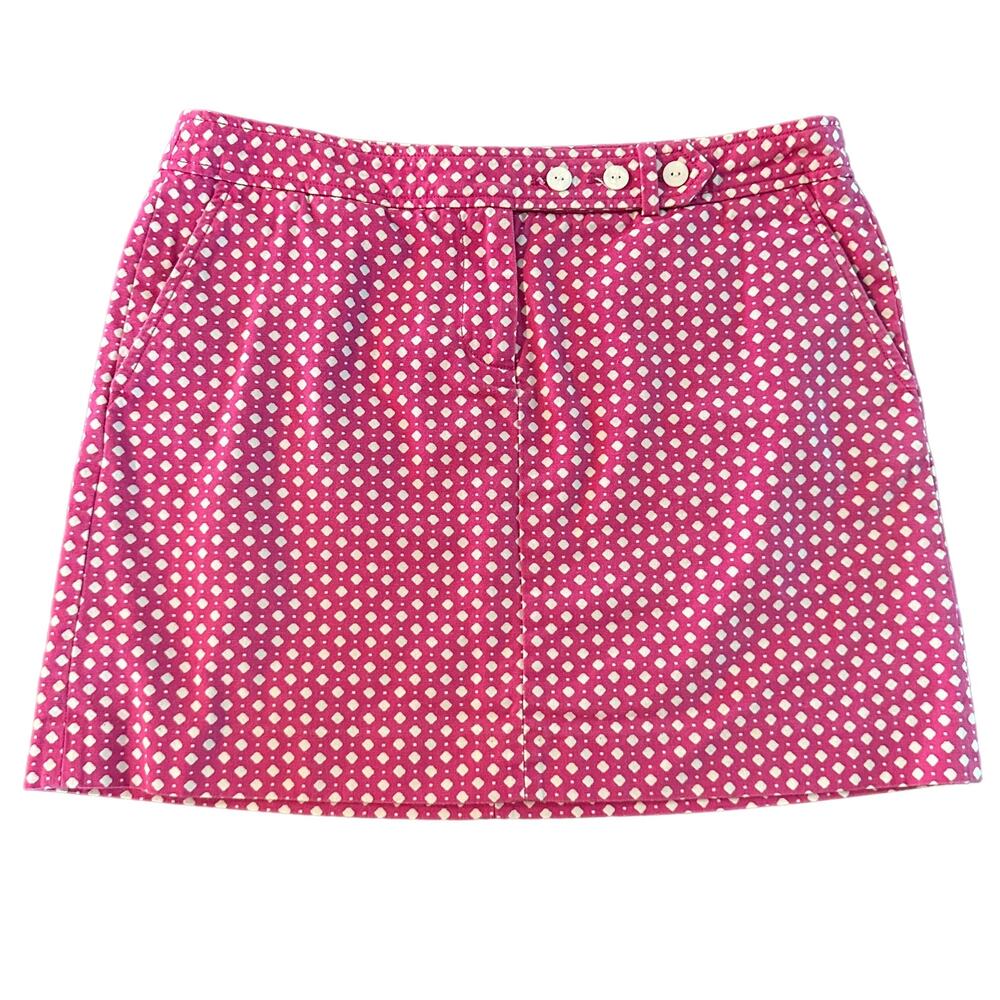 J Crew pink white geometric canvas mini skirt, Size 8